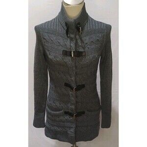 Christopher Pischer Women's Knitted Cardigan Gray W/Buckles Sm 100% Merino Wool